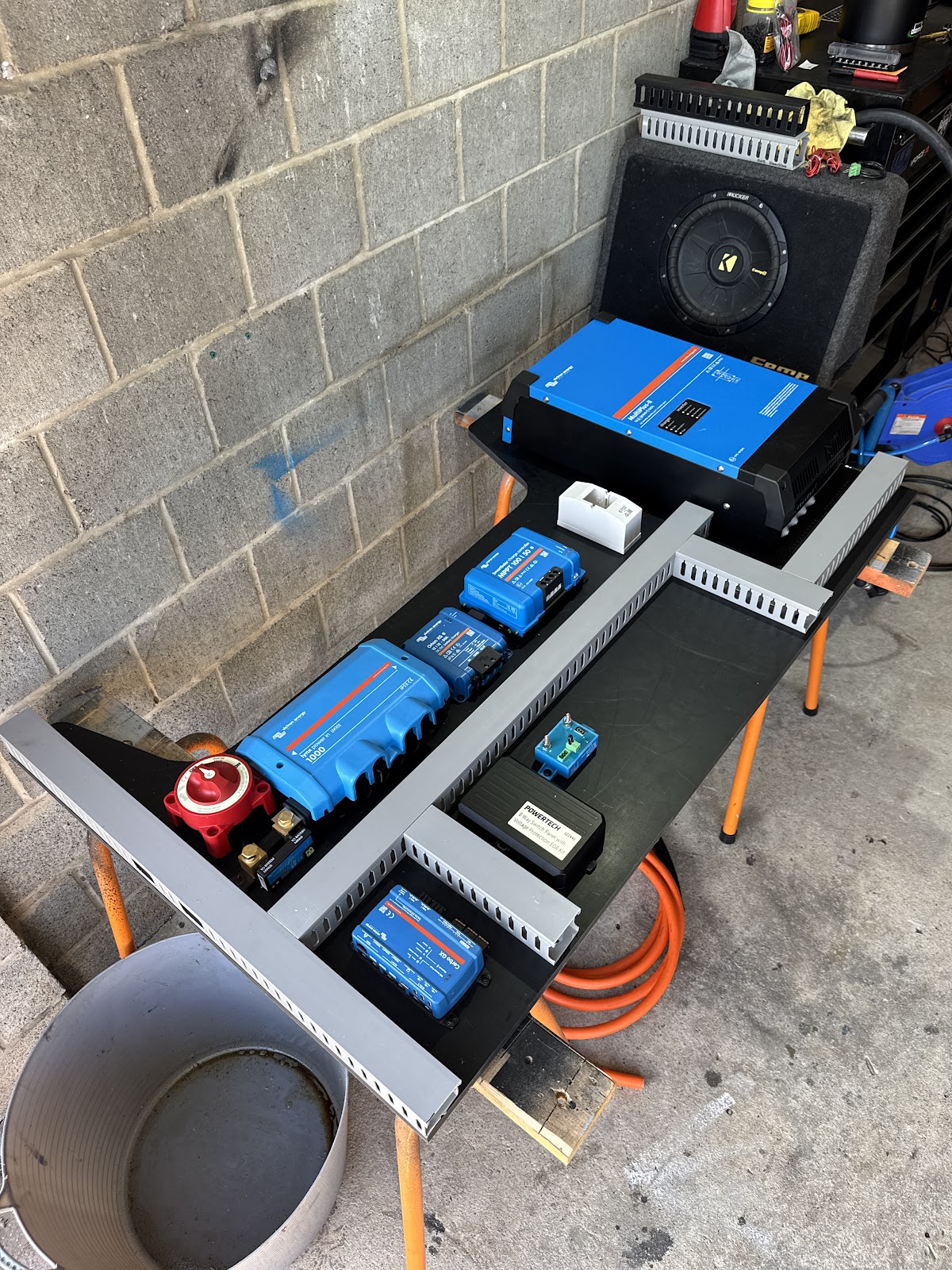 Victron components laid out and wired before fit-up